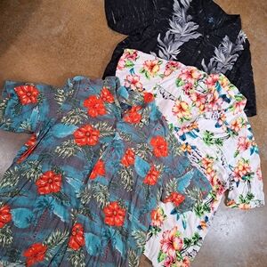 Set Of 3 Resort Wear George Mens Tropical Button Down Short Sleeve Shirts Sz XL